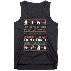 Funny Sarcastic Anxiety Mental Health Quote Ugly Christmas Tank Top