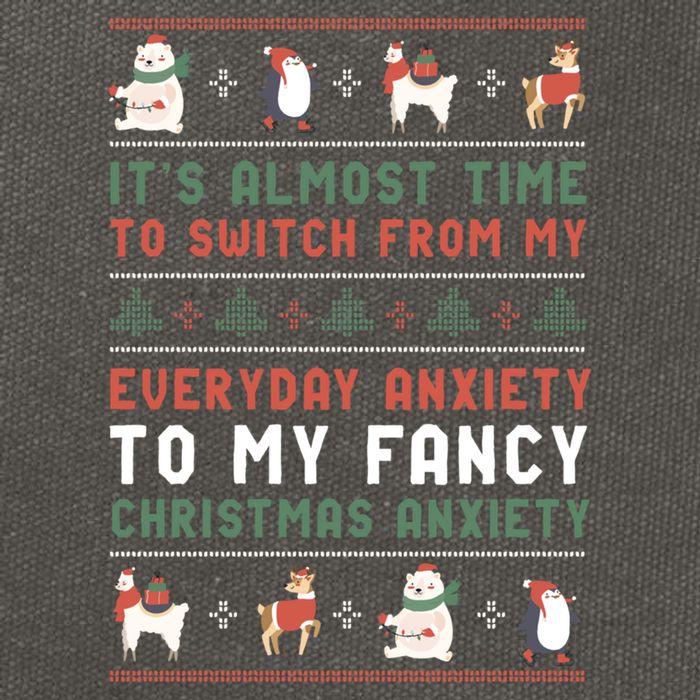 Funny Sarcastic Anxiety Mental Health Quote Ugly Christmas Cotton Canvas Backpack