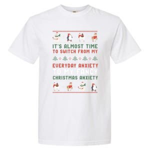 Funny Sarcastic Anxiety Mental Health Quote Ugly Christmas Garment-Dyed Heavyweight T-Shirt