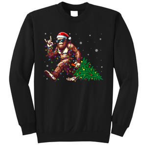 Funny Santa Bigfoot Christmas Tree Xmas Lights Sasquatch Sweatshirt