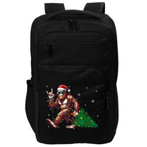 Funny Santa Bigfoot Christmas Tree Xmas Lights Sasquatch Impact Tech Backpack