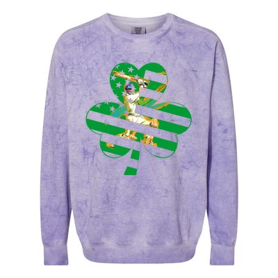 Funny Shamrock Baseball Players Catchers St Patrick's Day Gift Colorblast Crewneck Sweatshirt