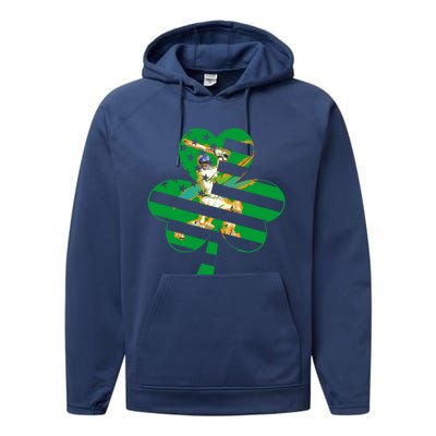 Funny Shamrock Baseball Players Catchers St Patrick's Day Gift Performance Fleece Hoodie