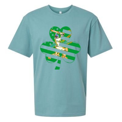 Funny Shamrock Baseball Players Catchers St Patrick's Day Gift Sueded Cloud Jersey T-Shirt