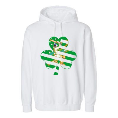 Funny Shamrock Baseball Players Catchers St Patrick's Day Gift Garment-Dyed Fleece Hoodie