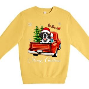 Funny Saint Bernard Ride Red Truck Merry Christmas Pajama Premium Crewneck Sweatshirt