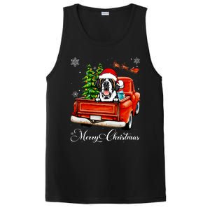 Funny Saint Bernard Ride Red Truck Merry Christmas Pajama PosiCharge Competitor Tank