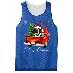 Funny Saint Bernard Ride Red Truck Merry Christmas Pajama Mesh Reversible Basketball Jersey Tank