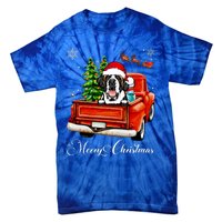 Funny Saint Bernard Ride Red Truck Merry Christmas Pajama Tie-Dye T-Shirt