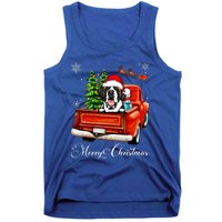 Funny Saint Bernard Ride Red Truck Merry Christmas Pajama Tank Top