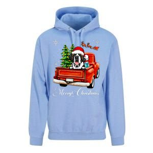 Funny Saint Bernard Ride Red Truck Merry Christmas Pajama Unisex Surf Hoodie