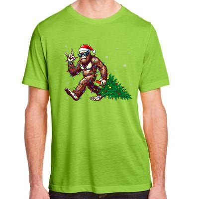 Funny Santa Bigfoot Christmas Tree Xmas Lights Sasquatch Adult ChromaSoft Performance T-Shirt