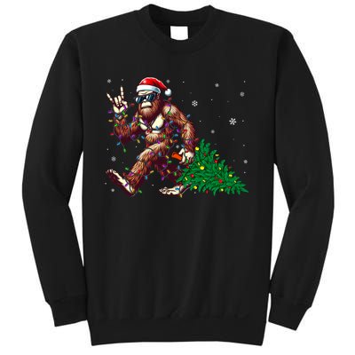 Funny Santa Bigfoot Christmas Tree Xmas Lights Sasquatch Sweatshirt