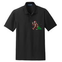 Funny Santa Bigfoot Christmas Tree Xmas Lights Sasquatch Dry Zone Grid Polo