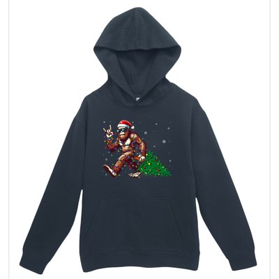 Funny Santa Bigfoot Christmas Tree Xmas Lights Sasquatch Urban Pullover Hoodie