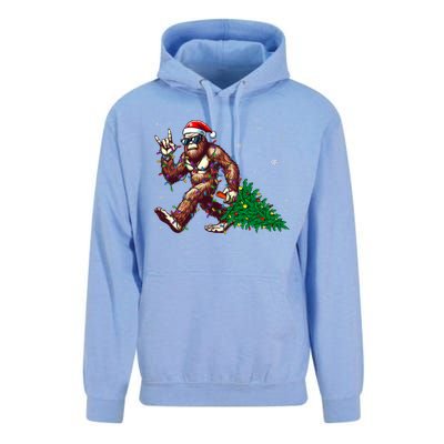 Funny Santa Bigfoot Christmas Tree Xmas Lights Sasquatch Unisex Surf Hoodie