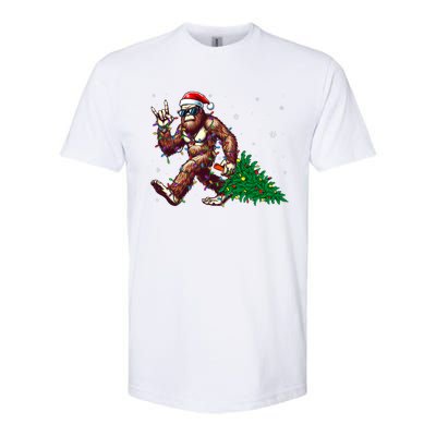 Funny Santa Bigfoot Christmas Tree Xmas Lights Sasquatch Softstyle CVC T-Shirt