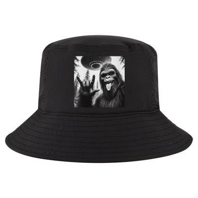 Funny Sasquatch Bigfoot Rock On Selfie With Ufo Alien Cool Comfort Performance Bucket Hat