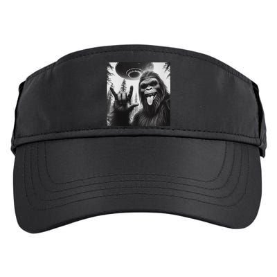 Funny Sasquatch Bigfoot Rock On Selfie With Ufo Alien Adult Drive Performance Visor