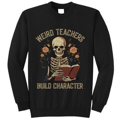 Funny Skeleton Book Floral Skull Halloween Teacher Sweatshirt
