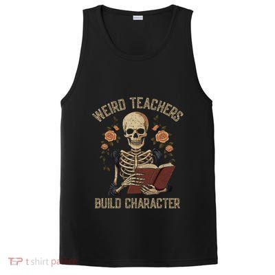 Funny Skeleton Book Floral Skull Halloween Teacher PosiCharge Competitor Tank