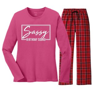 Funny Sassy Birthday Squad Matching Group Shirts Women's Long Sleeve Flannel Pajama Set 