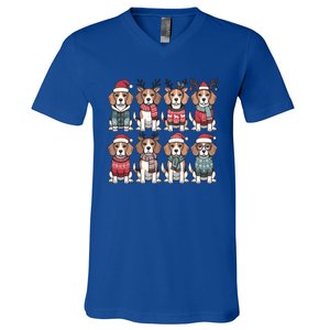 Funny Santa Beagle Christmas Beagle Dog Lover Xmas Dog Mom Great Gift V-Neck T-Shirt