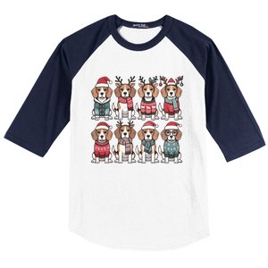 Funny Santa Beagle Christmas Beagle Dog Lover Xmas Dog Mom Great Gift Baseball Sleeve Shirt