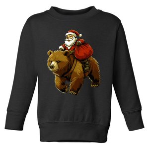 Funny Santa Bear Christmas Graphic Xmas Toddler Sweatshirt