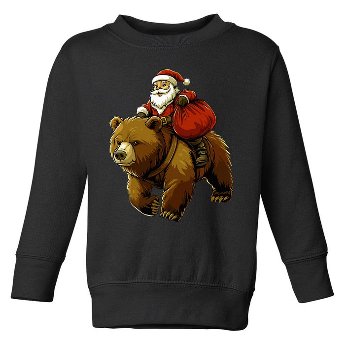 Funny Santa Bear Christmas Graphic Xmas Toddler Sweatshirt