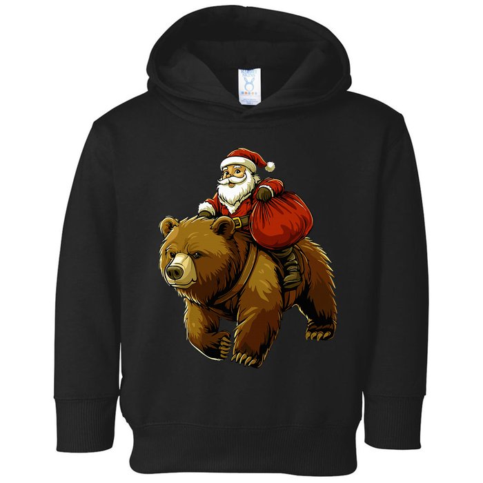 Funny Santa Bear Christmas Graphic Xmas Toddler Hoodie