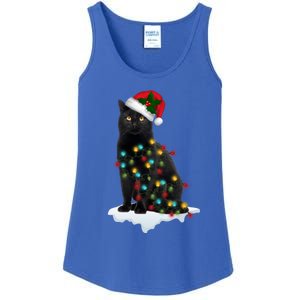 Funny Santa Black Cat In Xmas Lights Cat Lover Christmas Funny Gift Ladies Essential Tank