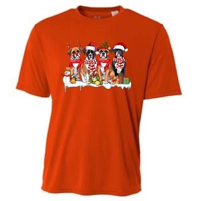 Funny Santa Boxer Dog Christmas Boxer Dog Lover Boxer Mom Gift Cooling Performance Crew T-Shirt