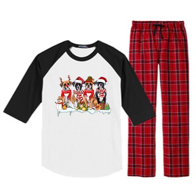 Funny Santa Boxer Dog Christmas Boxer Dog Lover Boxer Mom Gift Raglan Sleeve Pajama Set