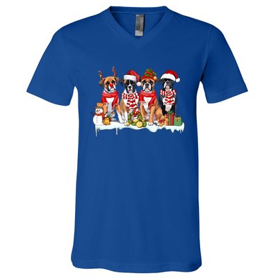 Funny Santa Boxer Dog Christmas Boxer Dog Lover Boxer Mom Gift V-Neck T-Shirt