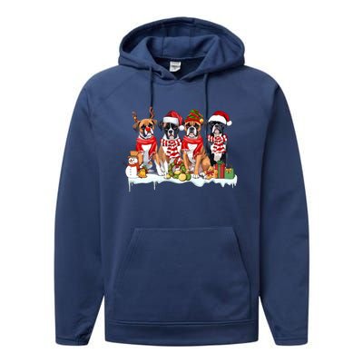 Funny Santa Boxer Dog Christmas Boxer Dog Lover Boxer Mom Gift Performance Fleece Hoodie