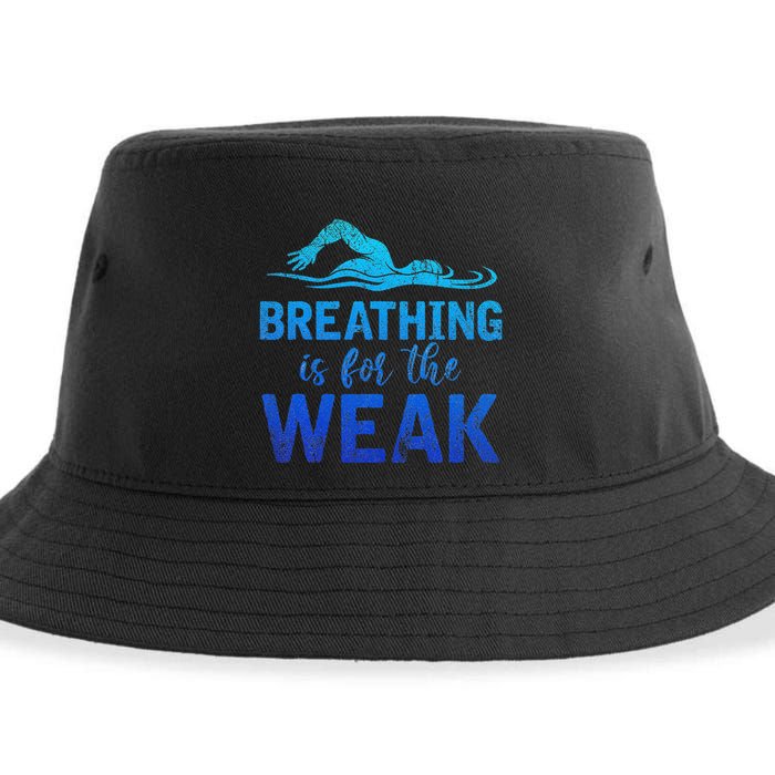 Funny Swimmer Breathing Is For The Weak Sports Swimming Sustainable Bucket Hat