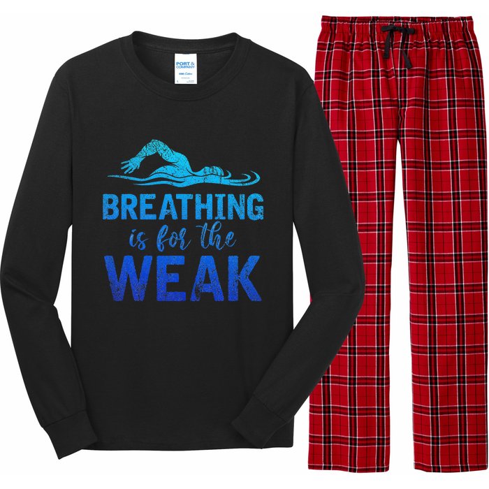 Funny Swimmer Breathing Is For The Weak Sports Swimming Long Sleeve Pajama Set