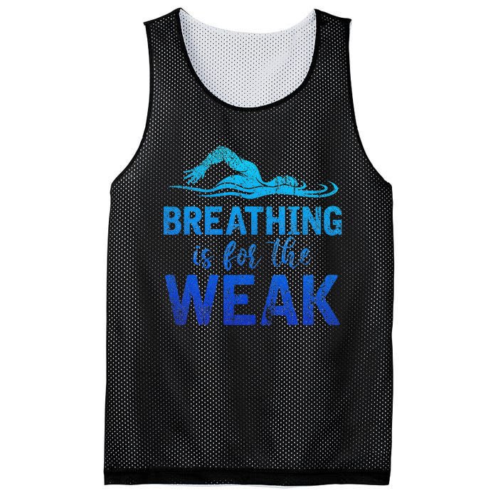 Funny Swimmer Breathing Is For The Weak Sports Swimming Mesh Reversible Basketball Jersey Tank