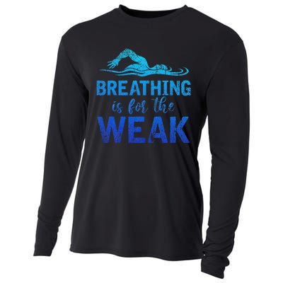 Funny Swimmer Breathing Is For The Weak Sports Swimming Cooling Performance Long Sleeve Crew