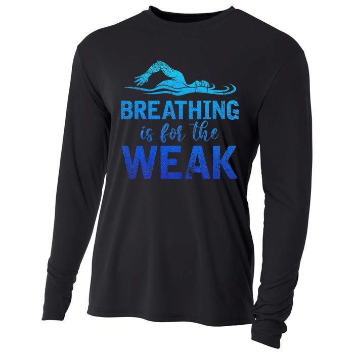 Funny Swimmer Breathing Is For The Weak Sports Swimming Cooling Performance Long Sleeve Crew