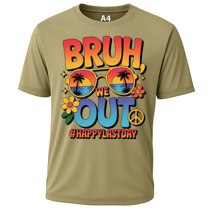 Funny Summer Break Bruh We Out Last Day Of School Teacher Cooling Performance Crew T-Shirt