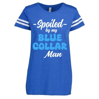 Funny Spoiled By My Blue Collar ManHusband Wife Girlfriend Enza Ladies Jersey Football T-Shirt