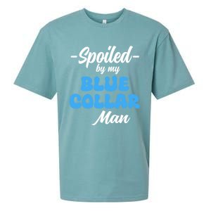 Funny Spoiled By My Blue Collar ManHusband Wife Girlfriend Sueded Cloud Jersey T-Shirt