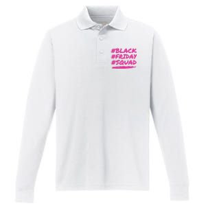 Friday Squad Black Retro Groovy Hippie Shopping Team Performance Long Sleeve Polo