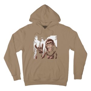 Funny Sasquatch Bigfoot Rock On Selfie With Ufo Alien Hoodie