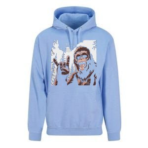 Funny Sasquatch Bigfoot Rock On Selfie With Ufo Alien Unisex Surf Hoodie