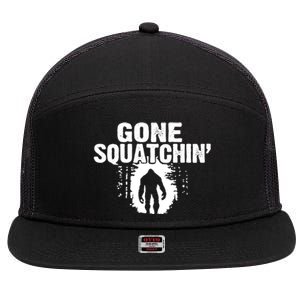 Funny Sasquatch Bigfoot Gone Squatchin Hunter Scary Monster Gift 7 Panel Mesh Trucker Snapback Hat