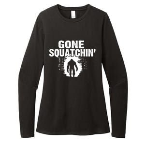 Funny Sasquatch Bigfoot Gone Squatchin Hunter Scary Monster Gift Womens CVC Long Sleeve Shirt