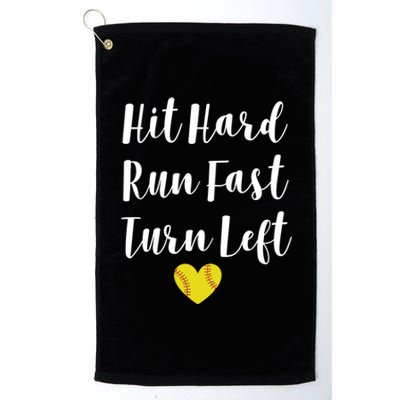 Funny Softball Baseball Hit Hard Run Fast Turn Left Cute Gift Platinum Collection Golf Towel